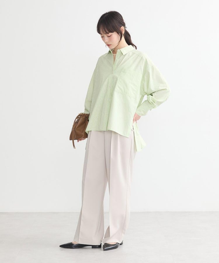 Повседневная полосатая рубашка Earth Music Ecology с боковыми разрезами для желтого цвета и для женщин,