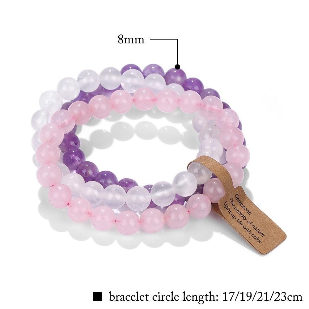 3Pcs/set 8mm Crystal Beads Bracelet Multi Color Combination Bracelet Bohemian Style Bracelet Set