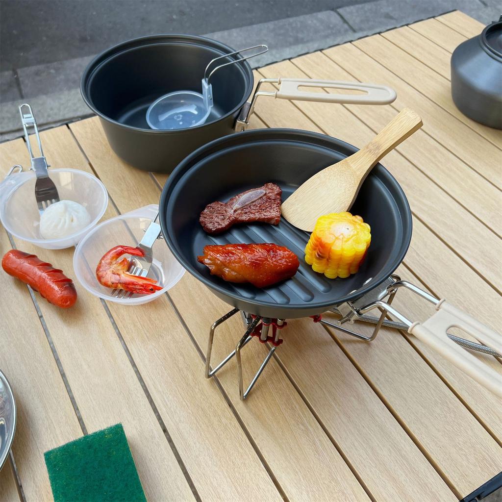 Portable Cookware Set For 2-3 People Camping Hiking Lightweight Aluminum Alloy Pot