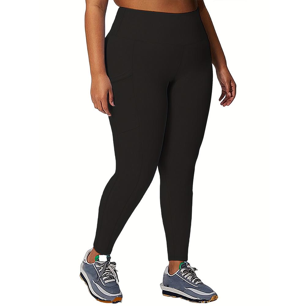 Леггинсы большого размера с карманами и флисовой подкладкой для женщин, верхняя одежда, осенне-зимний стиль, с высокой посадкой, черные зимние флисовые штаны для йоги