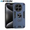 KEYSION Shockproof Armor Case for TECNO Camon 30 4G 5G Silicone+PC Camera Protection Ring Stand Phone Cover for Camon 30 Pro 5G