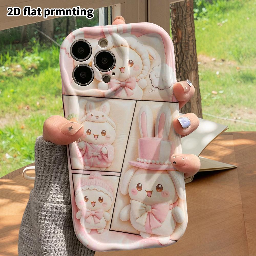 Phone Case: 2D flat, fits iPhone 18, 17, 16, 15, 14, 13, 12Pro protective case, little lamb and bunny doll, perfect Christmas and Halloween holiday gi