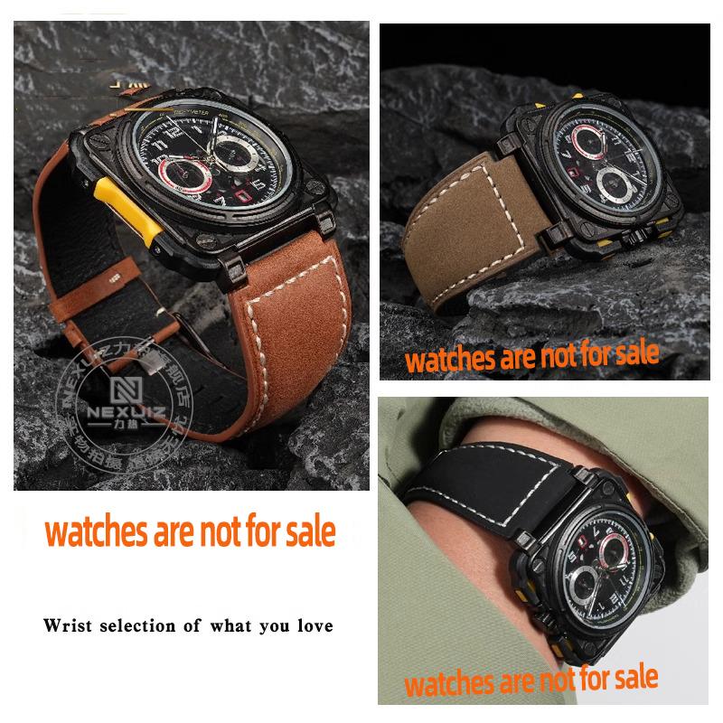 Для ремешка часов Bell&Ross BR мужской ремень для часов BR01 BR03 Кожаный ремешок для часов браслет Bell Ross 35X24 мм выпуклый интерфейс для мужчин