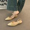 Bag Head Sandals Women's French Gentle Evening Nude Pointed Head Small Fragrant Style Large Size Thick Heel Rear Empty Temperament Single Shoes