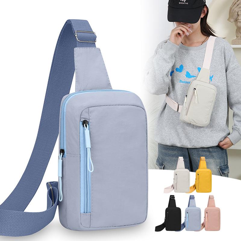New Solid Simple Sports Chest Bag Women's Crossbody Bag Lightweight and Versatile Shoulder Bag