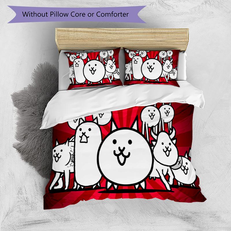 3pcs The Battle Cats pattern bedding set duvet cover set includes duvet cover &pillowcases, perfect all season bedroom decoration & gift