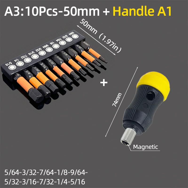 Набор отверточных бит с шестигранной головкой 50/100 мм, метрический, дюймовый, магнитный, S2, 1/4" шестигранный, Аллен, сверла, трещоточная рукоятка, ручные инструменты