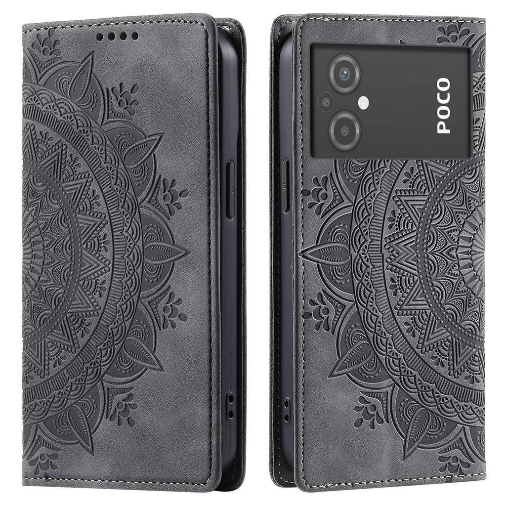 Для Xiaomi POCO M5, M4 5G Чехол-бумажник с откидной крышкой из ПУ-кожи с тиснением «Мандала», с магнитной застежкой