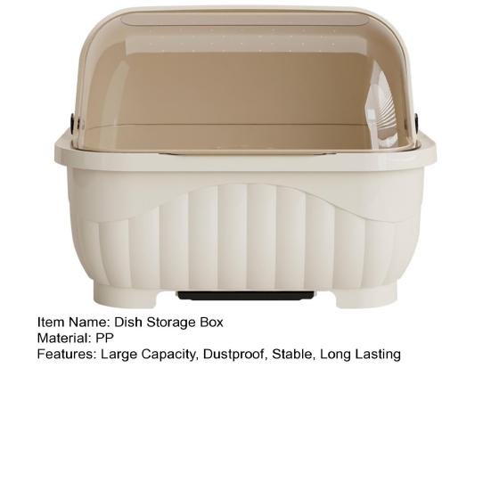 Countertop Utensil Caddy Dish Storage Box Efficient Draining Design Large Capacity Tableware Storage Container with Dustproof Lid