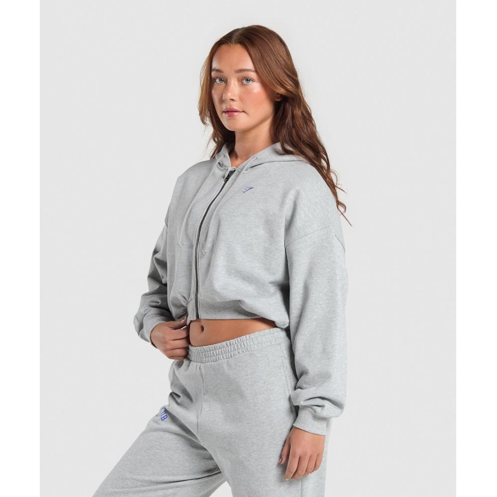 Gymshark Укороченная толстовка с капюшоном на молнии Lifting Club светло-серого цвета с меланжевым сердечником B2b2k Gbcn