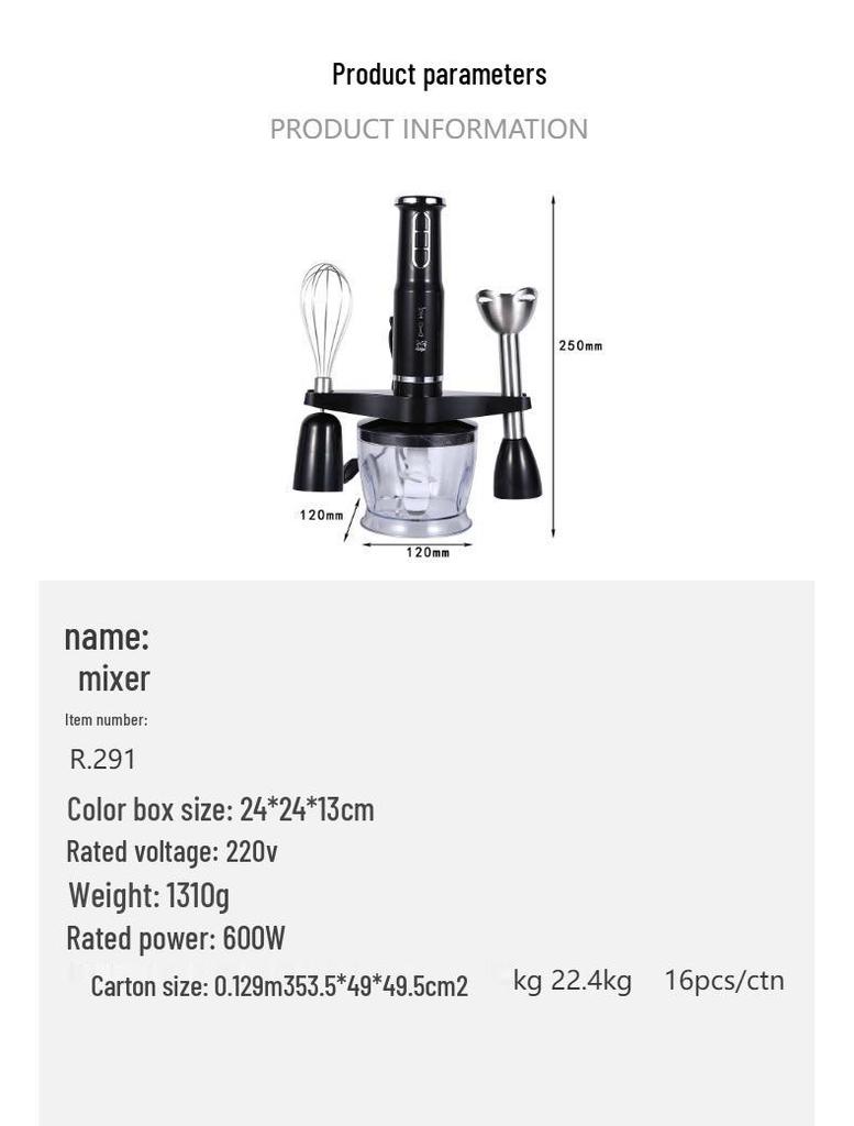 RAF Multi-Functional European Handheld Kitchen Blender & Food Processor