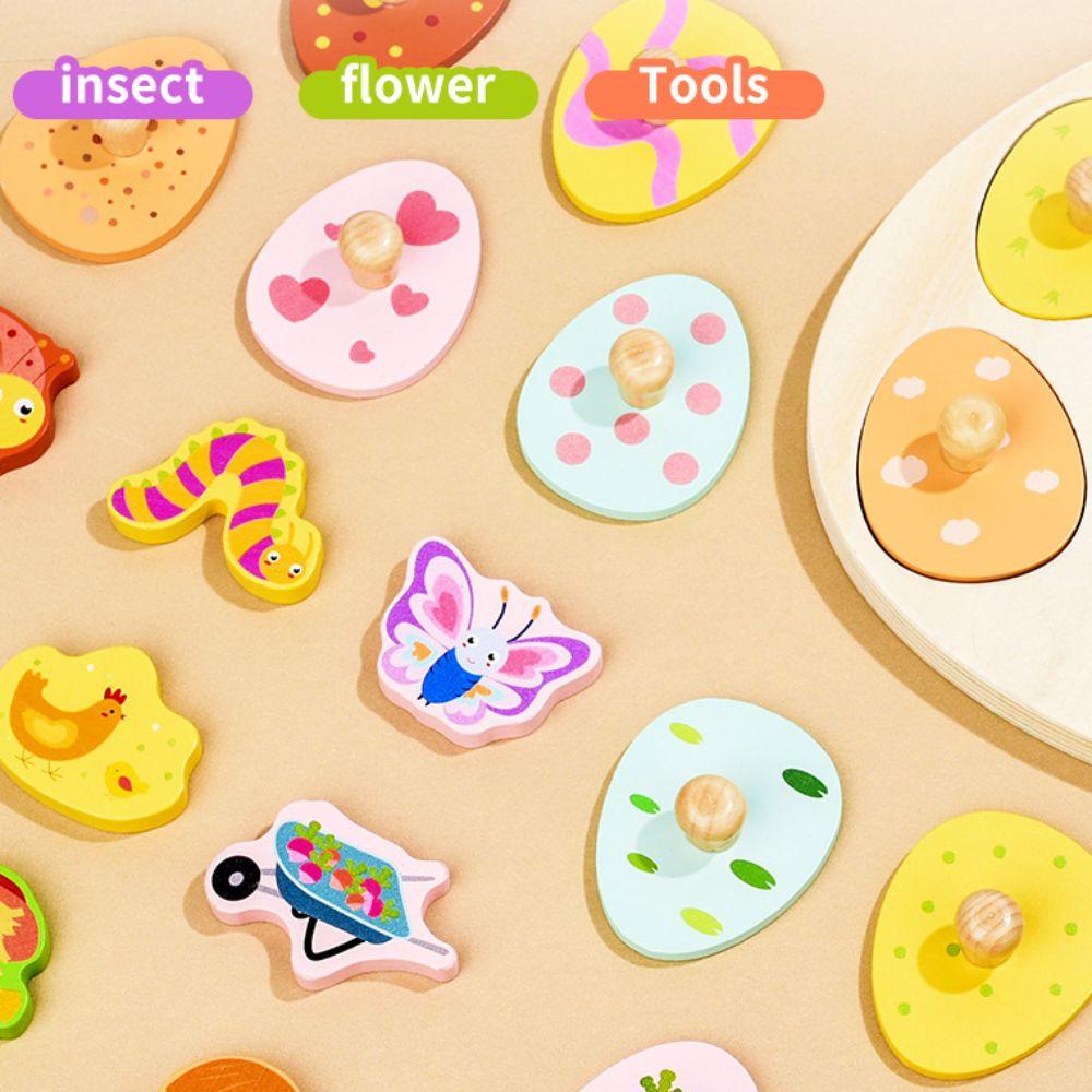 Wooden Peg Wood Dinosaur Jigsaw Educational Toddler Puzzles Animal Domino Puzzle Toy  Teaching