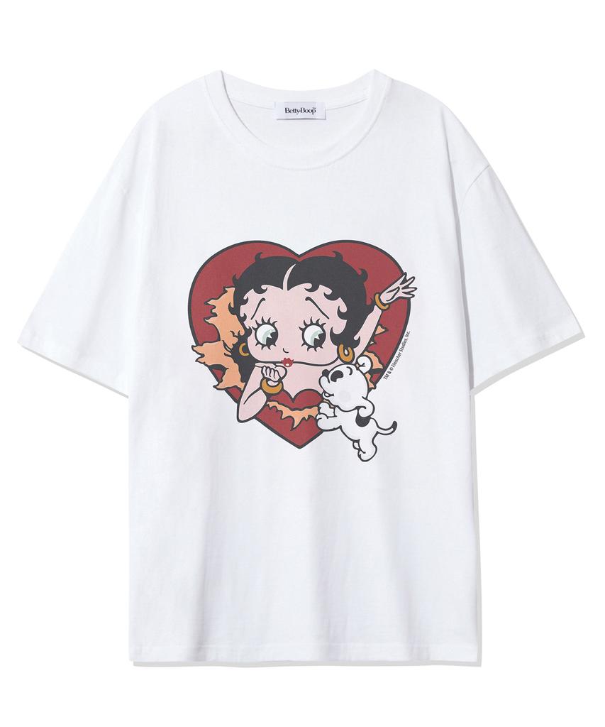 CNVS Betty Boop Heart Bust Oversized Short Sleeve T-Shirt_White
