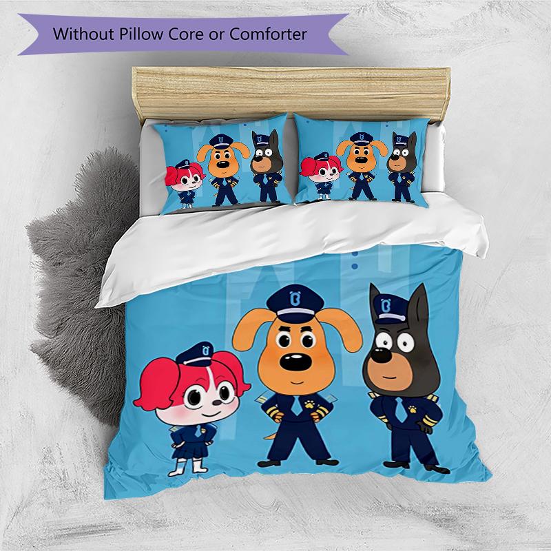 3pcs Sheriff Labrador2 Design Cover Set - HD Printed Bedding with 1 Cover and 2 Pillowcases - Perfect for Home and Dorm Decor