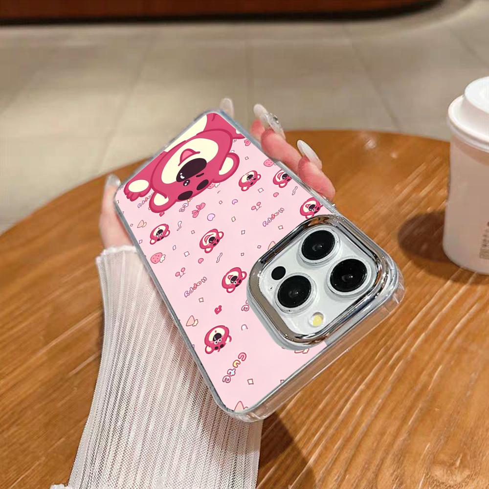L-Lotso Huggin'Bear Phone Case For Iphone 17 16 15 14 13 12 11 Pro Max Xr Air Plus Silicone Cover Silver Hard Shell Cover