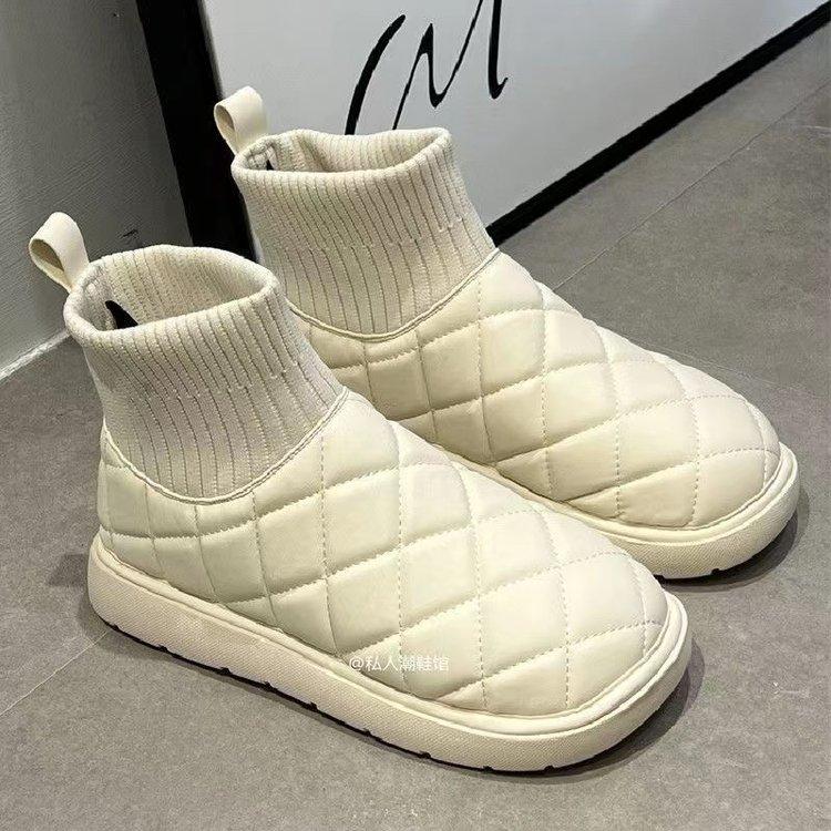 Vintage Versatile Snow Boots for Women 2025 New Winter Thickened Warm Cotton Shoes Cream Bread Shoesins