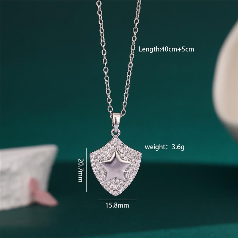 High Grade Shield Zircon Pendant Necklace Stainless Steel Chain Fashion Geometric Choker Jewelry Party Gifts For Women Girls