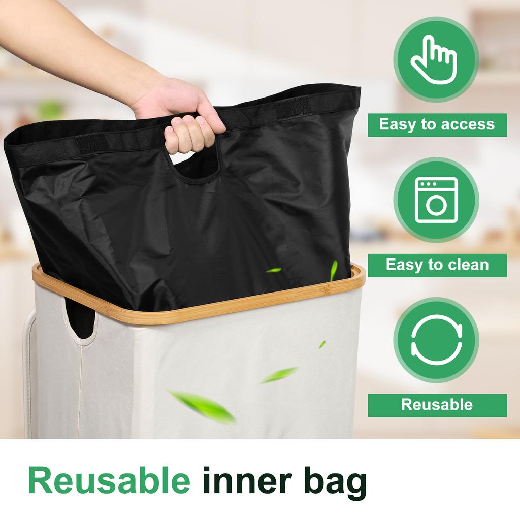 110L Home Recycling Bin Foldable Recycle Storage Container with Reusable Inner Bag For Kitchen Recycle Bottle Cans Glass Cartons
