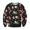 Christmas Sweatshirt Couples Santa Elk Print Long Sleeve Crew Neck Fall Casual Top