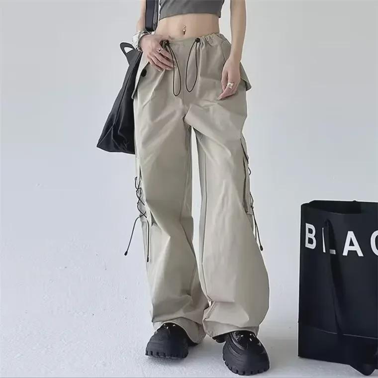 Новый осенний комбинезон-парашют цвета хаки унисекс: Свободные плиссированные брюки широкого кроя