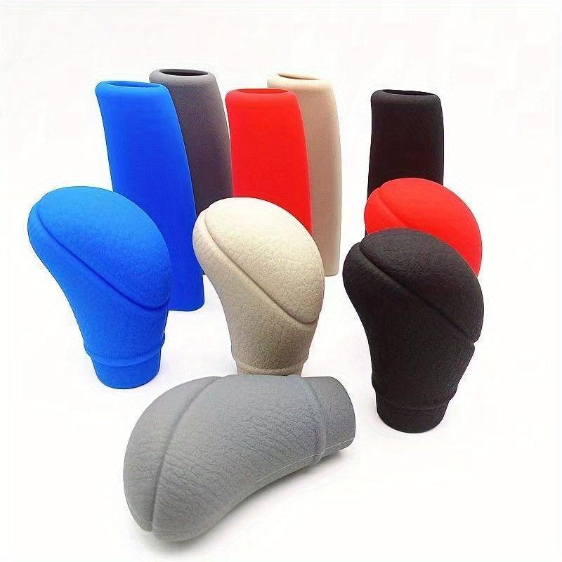 2pcs Car Auto Universal Silicone Shift Gear Knob Covers Handbrake Sleeve Protectors Car Styling Accessory Durable Knob Cover, Gear Shift Knob Cover