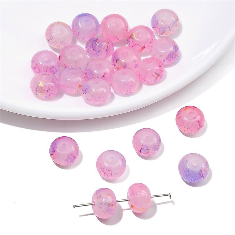 Бусины-абакус из омбре стекла с золотыми вкраплениями для изготовления украшений своими руками