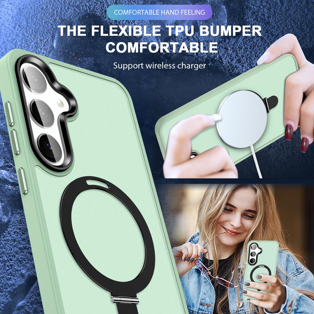 Чехол для Samsung Galaxy S24 PC+TPU Магнитное кольцо Подставка Защитная крышка для телефона
