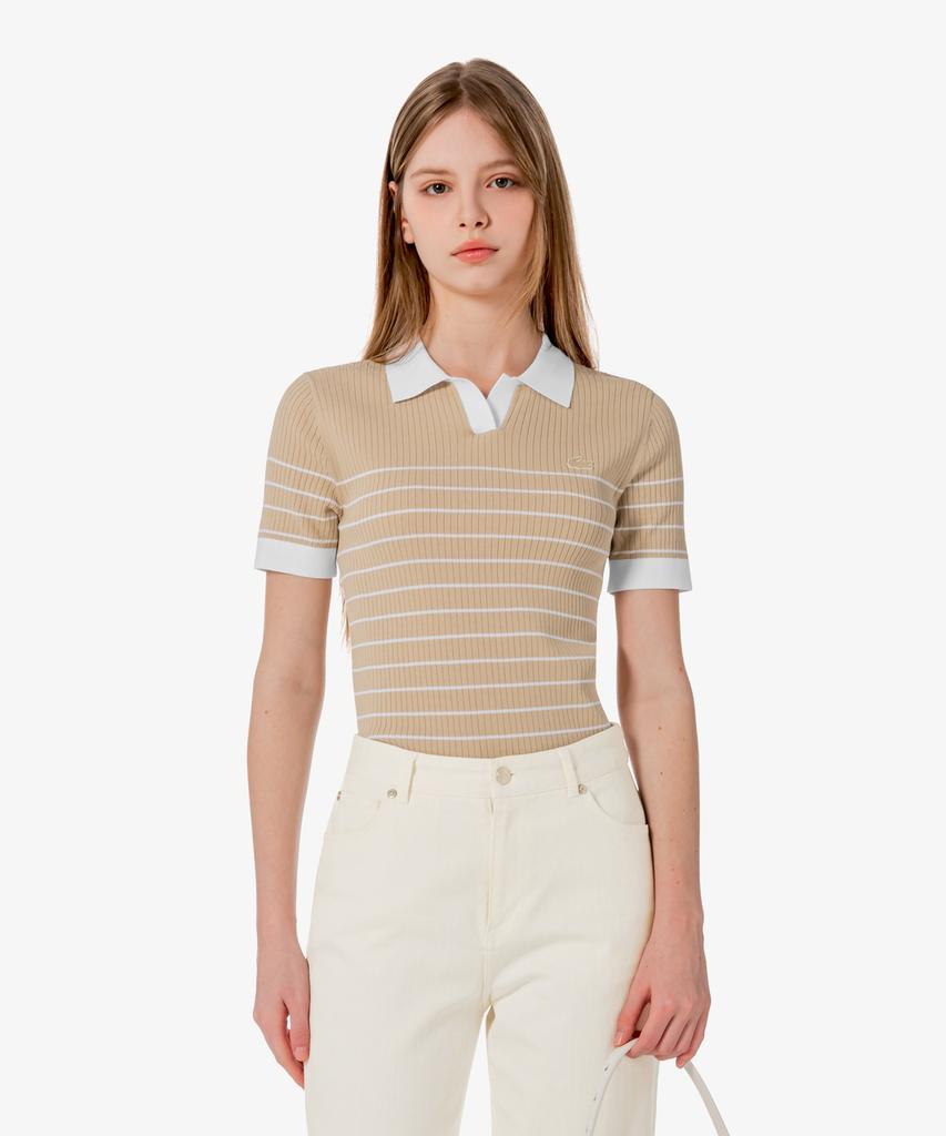 LACOSTE Women'S Textured Striped Polo Sweater Af230E-56G 02S