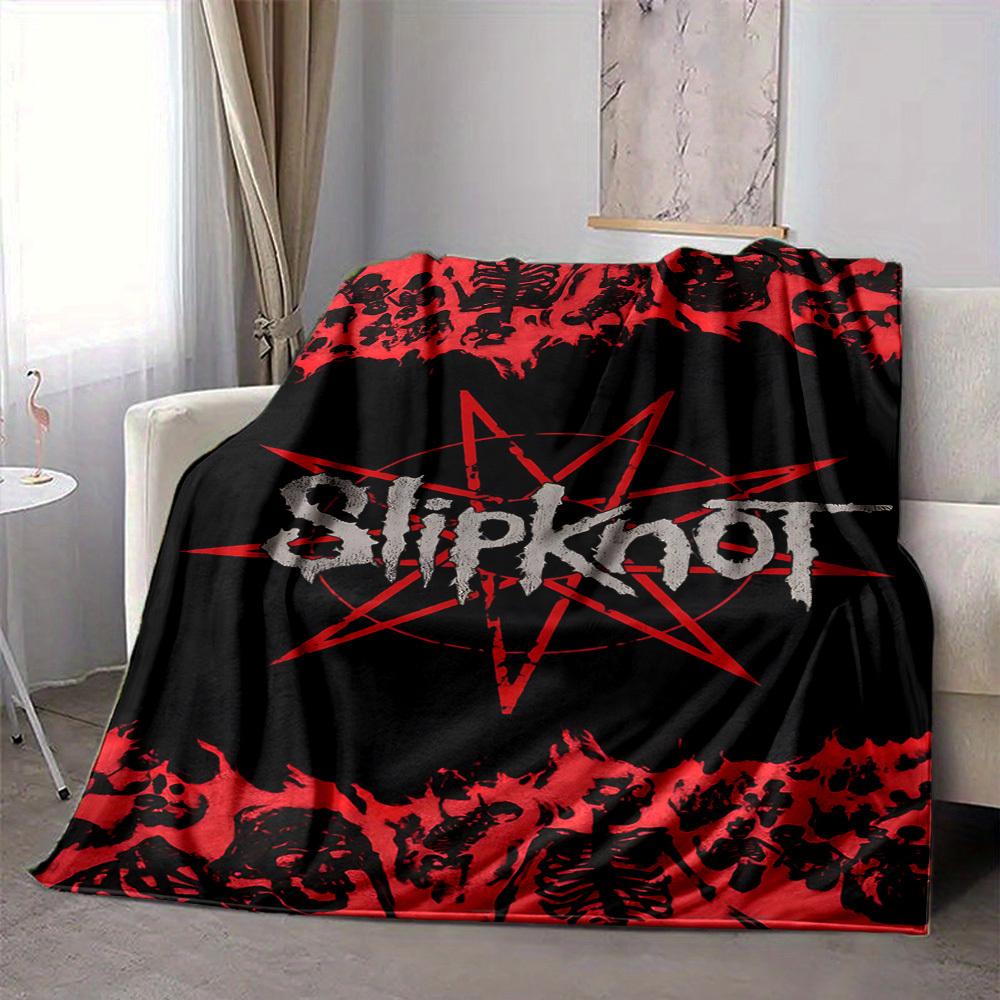 1 шт. Плед с цифровой печатью, мягкий и удобный, с символикой группы Slipknot. Всесезонный, многоцелевой, вязаное полотно. Для кровати, офиса, дивана, домашнего декора.