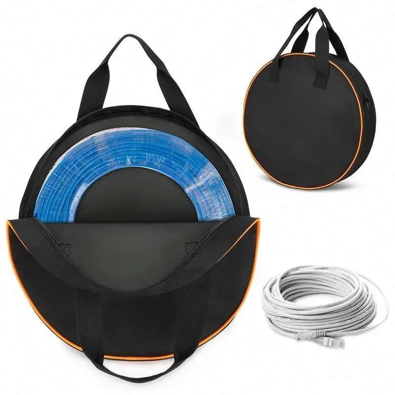 Car Charge Cable Bag Waterproof Oxford Cloth Storage Bags Round Car Tools Organizer Portable Hardware Charging Cable Storage Bag