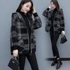 Autumn Winter New Versatile Plaid Jacket Women Middle Long Fashion Loose Student Work Wear Coats Jacket Slim Black