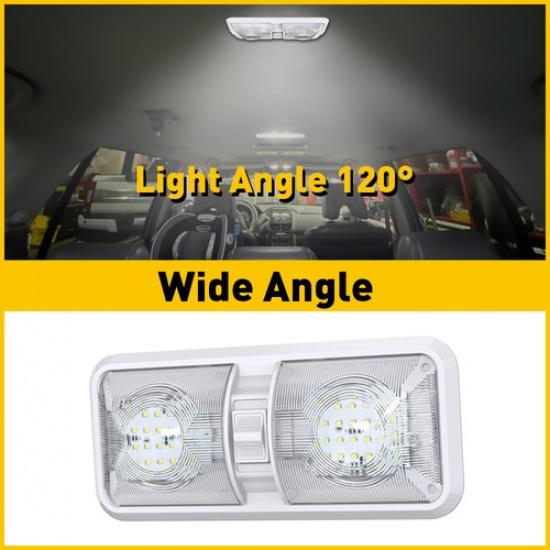 RV LED 12V CEILING DOME FIXTURE DOUBLE LIGHT Fit CAMPER TRAILER RV MARINE Frost
