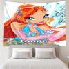 Custom Name Winx Club Print Tapestry, Backdrop, Easy Setup, Ideal for Bedroom, Office & Living Room, with Aesthetic Wall Hanging Decor.