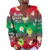Женская мода рождественский принт длинный рукав вязаный кардиган пуховик