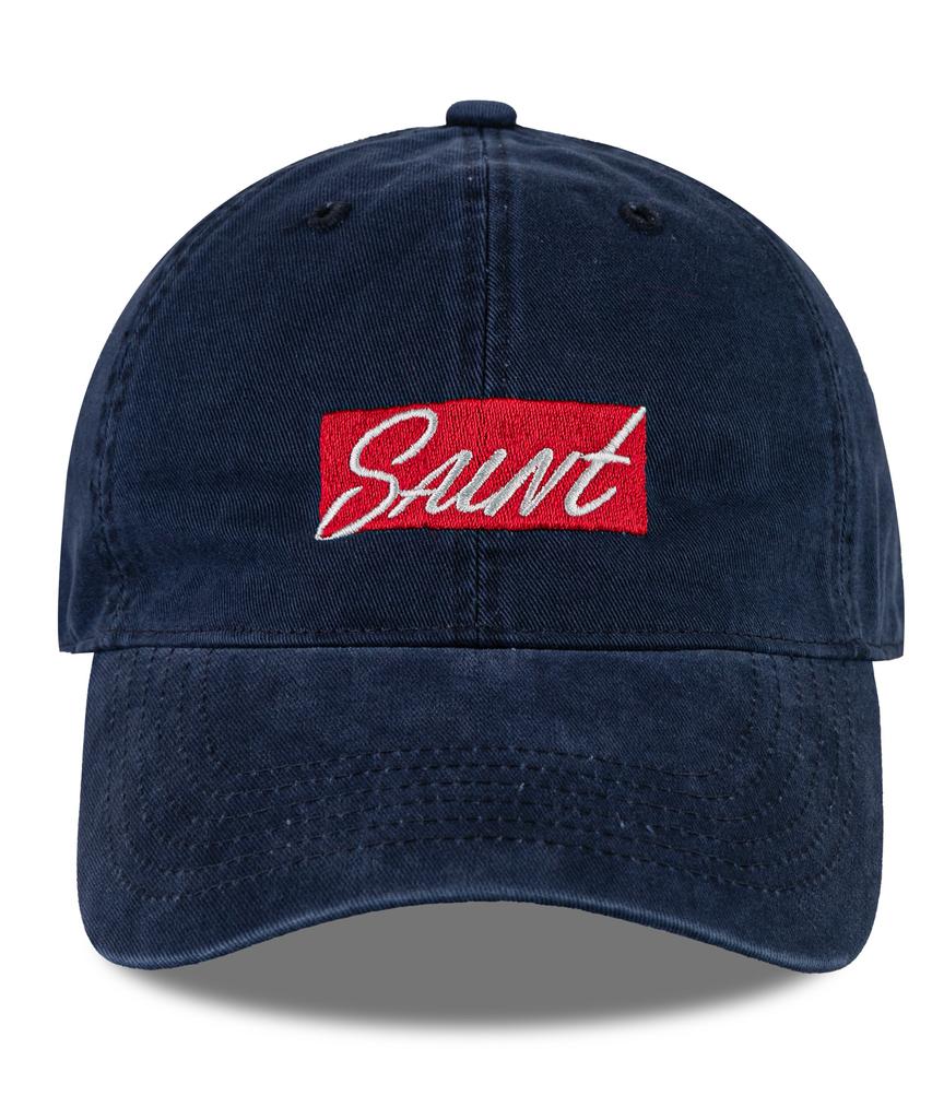 Кепка-бейсболка Wig Saint с логотипом Box Logo, вымытая катионовым способом - Темно-синяя