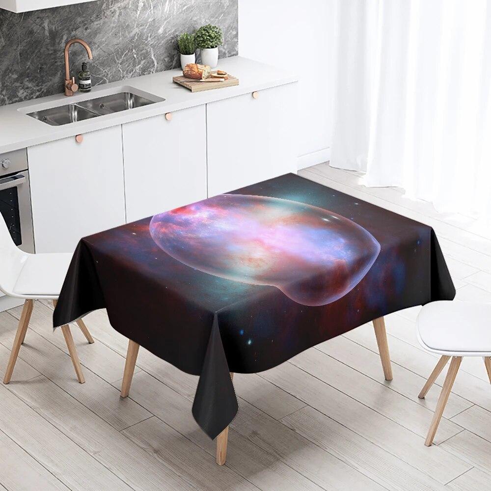 Mysterious Fantasy Space Starry Planet Tablecloth Salon Party Restaurant Decoration Antifouling Waterproof Home Table
