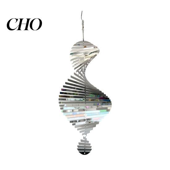 Easy Assemble Wind Spinner Stainless Steel Spiral Spinner, Hanging Reflective with Garden Hook, 3D for Indoor Outdoor Yard Rust-resistant