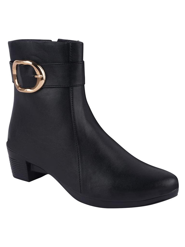 Shoetopia Женские короткие ботильоны на массивном каблуке с нескользящей подошвой, удобные модные ботильоны на щиколотку | Мягкая амортизирующая подошва | Для повседневной носки, вечеринок и зимы