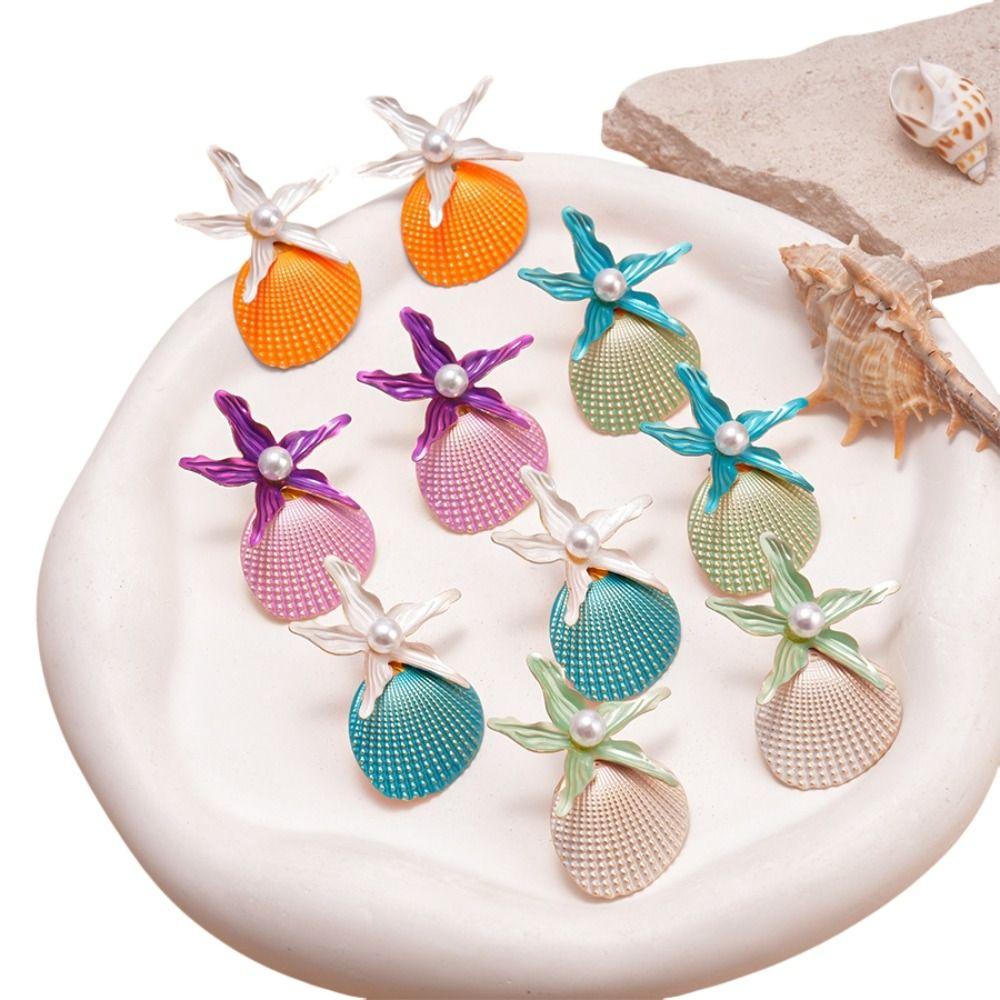 Scallop Starfish Stud Earrings Bohemian Starfish Pendant Earrings Retro Shell Drop Earrings Gift