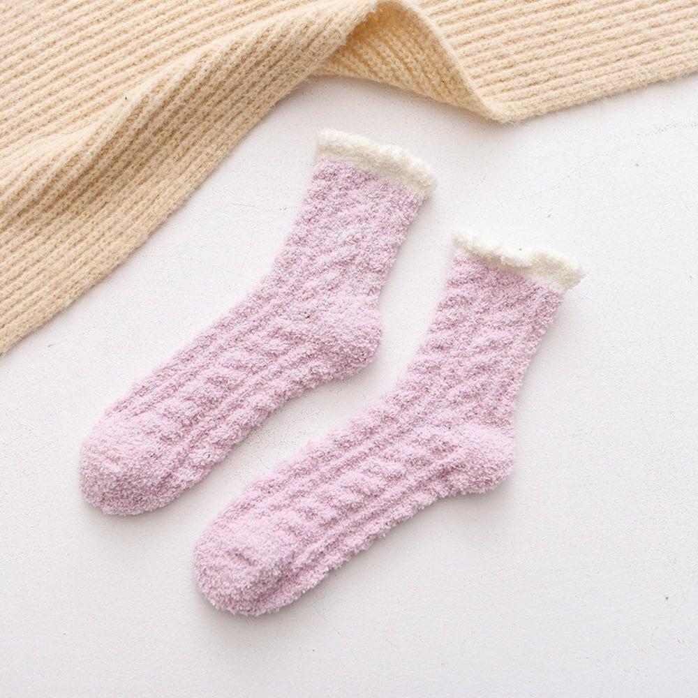Comfortable Coral Fleece Socks for Women Thickened Home Fur Postpartum Sock For Autumn and Winter