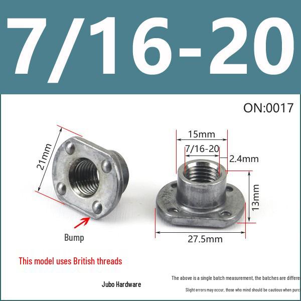 Thickened Welded T-Nut, Cold Heading Iron Plate, Round Imperial Fine Thread, Natural Color, Sizes M6/M8/M10.