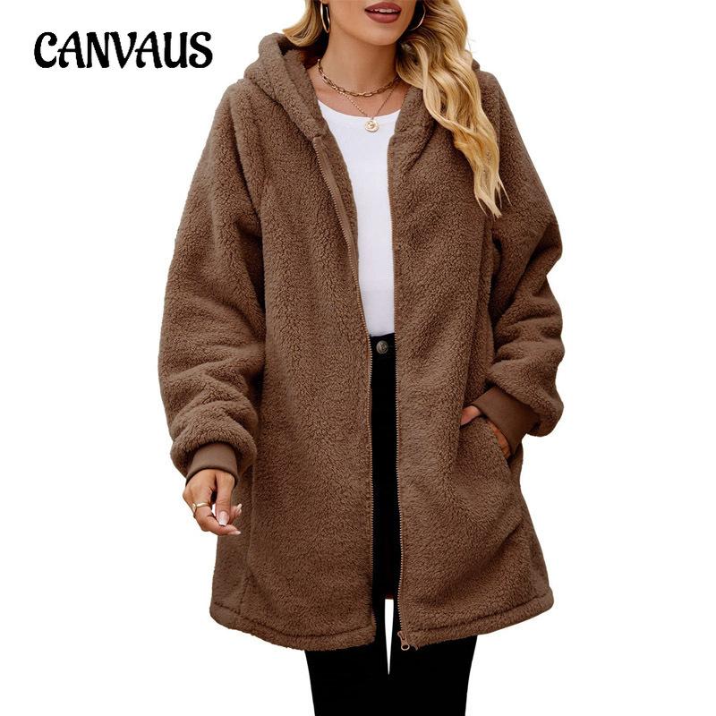 Winter Loose Plush Women's Long Sleeve Hooded Zipper Cardigan Plus Size Jacket