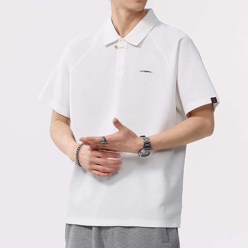 Новая летняя мужская базовая рубашка поло с коротким рукавом в американском ретро-стиле, свободного кроя, мужская футболка с коротким рукавом