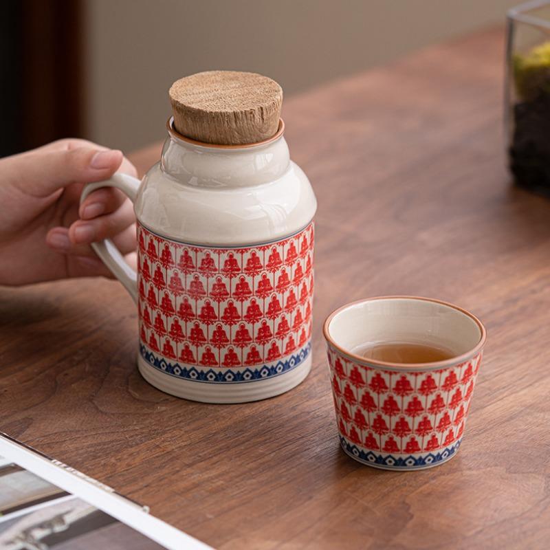 Керамические кружки с пробковой пробкой термосы с ручкой бутылка для воды большой емкости изолированная чашка для горячего чая кофе классическая посуда для напитков