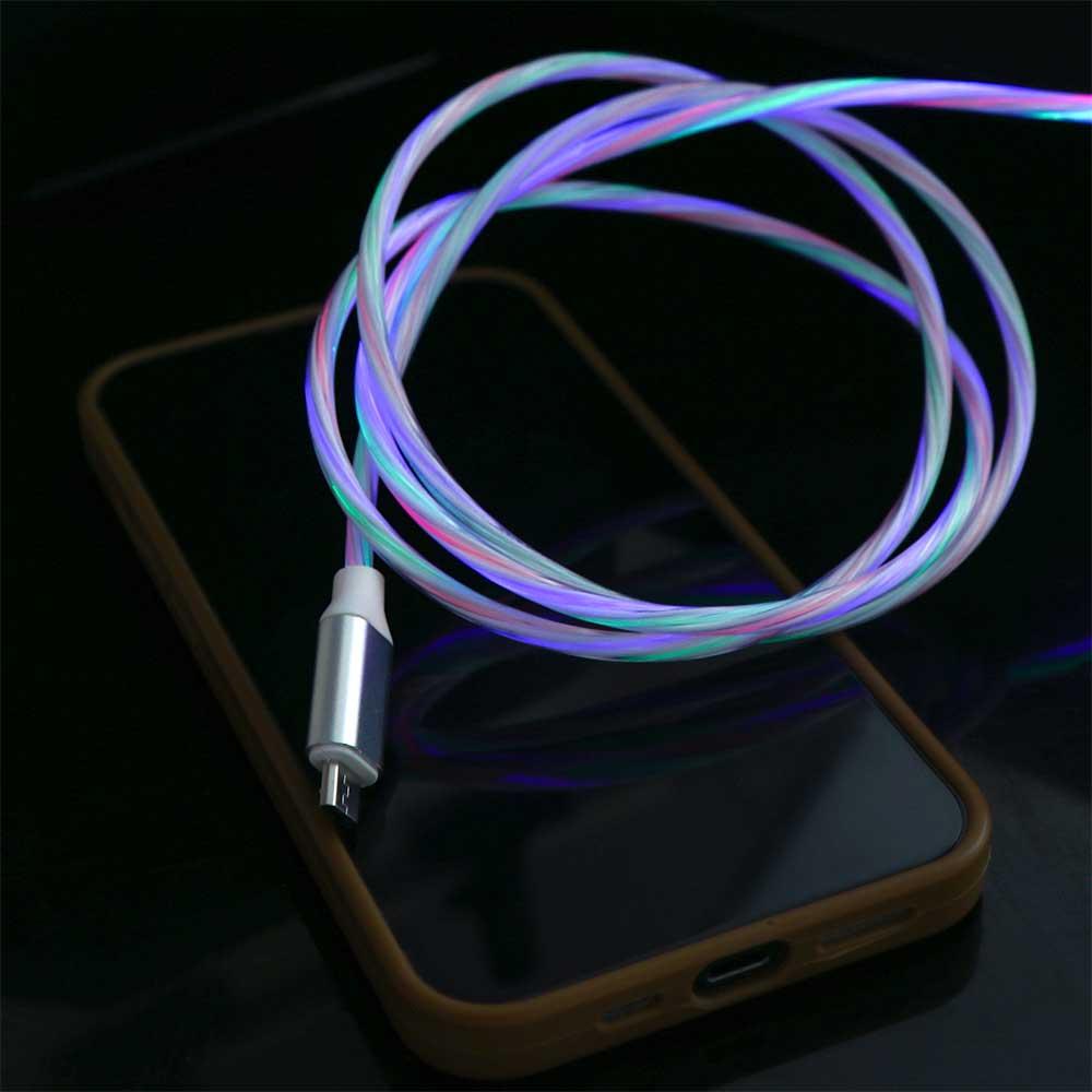 Светодиодный кабель Type C Micro USB Светящийся Кабели для зарядки мобильных телефонов Кабель данных Type C Зарядный провод