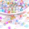 50Pcs 8mm Double Color Glass Beads Jelly Color Smooth Loose Beads For Jewelry Decoration Making DIY Hair Stick Bracelet Necklace Earring