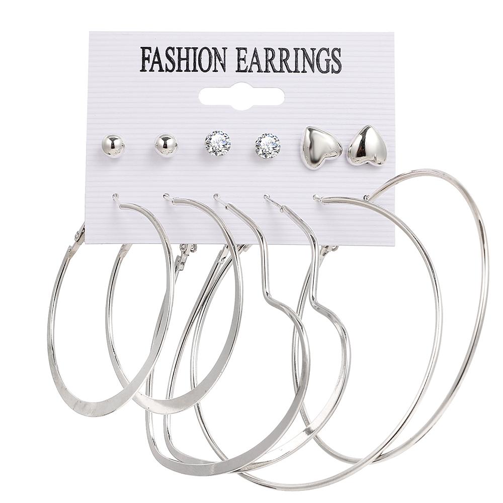 Набор круглых сережек в форме геометрического сердца Набор сережек в стиле ретро