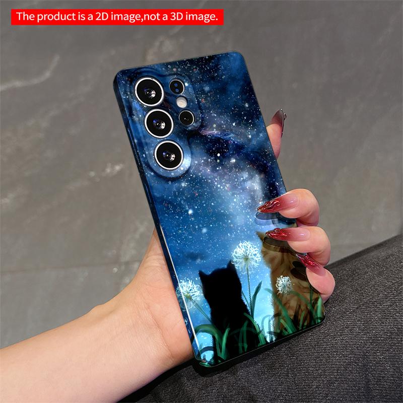 2DFlat Samsung phone case Starry Night Cats Wallpaper Phone Case Applicable to Galaxy S23 S24 S25ULTRA S26 A12 A14 A15 A16 A54 A55