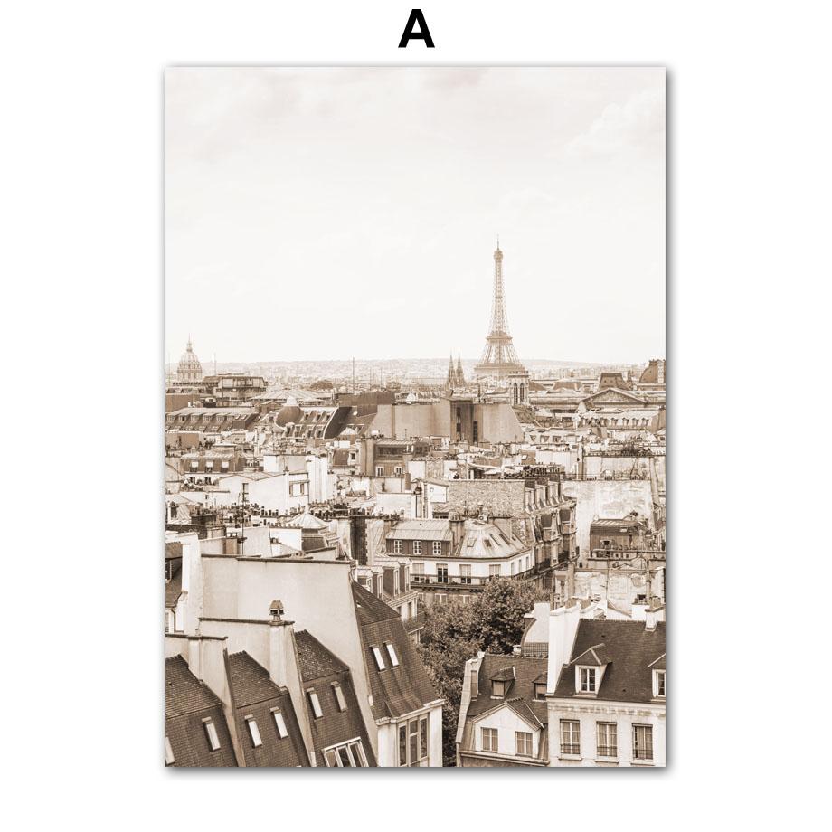 Настенное искусство бежевого Парижа, винтажное здание, цветок шампанского, модная девушка, декор для гостиной, холст, живопись, постеры и принты, изображение