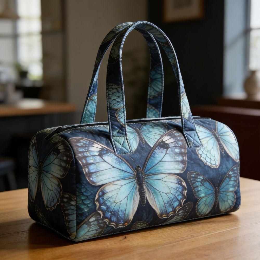 Butterfly Print Tote Bag Quilted Travel Handbag Fitness Bag Beach Bag Bohemian Leisure Style Large Capacity Vacation Cruise Camping Multi-Purpose Bag